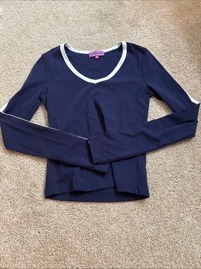 Edikted Navy Top with White Neck Trim